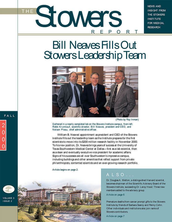 Cover of the 2000 Fall Stowers Report, the newsletter of the Stowers Institute
