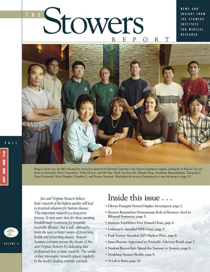 Cover of the 2005 Fall Stowers Report, the newsletter of the Stowers Institute