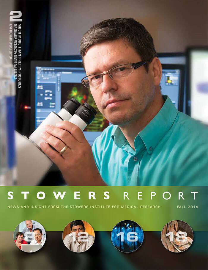 Cover of the 2014 Fall Stowers Report, the newsletter of the Stowers Institute