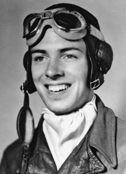 Jim Stowers as a young man wearing pilot gear